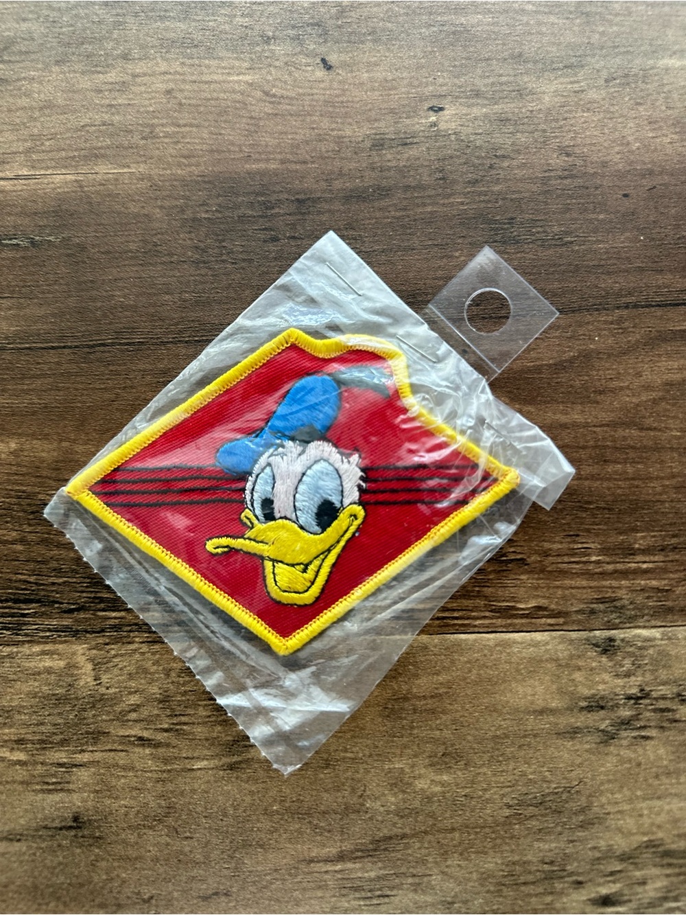 Vintage Donald Duck Embroidered Patch Appliqué Disney Red Diamond NEW